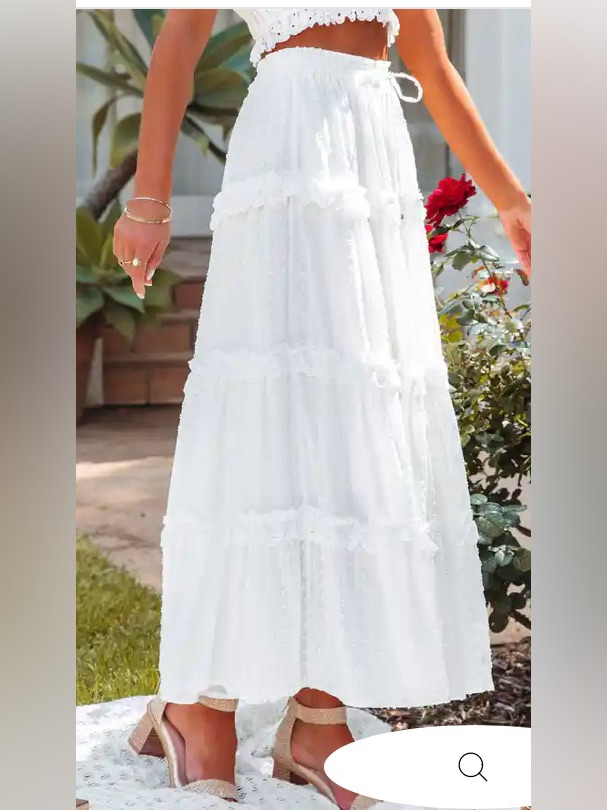 Nwot Vici Off White Tiered Midi Skirt With Drawstring Waist